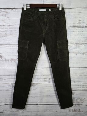 Vince Cargo Corduroy Pants Size 2 Olive Green Slim Fit Utility Pants